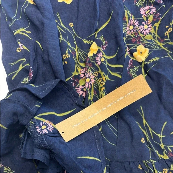 Reformation Genie Midi Dress in blue flora 4 - Picture 9 of 9